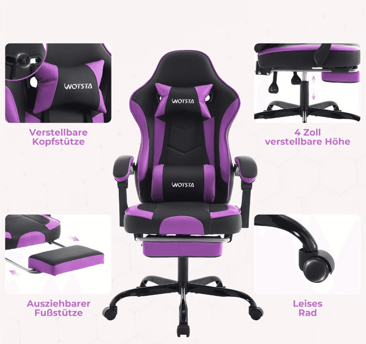 Ergonomisk Gamingstol med Fotstöd thumbnail 5