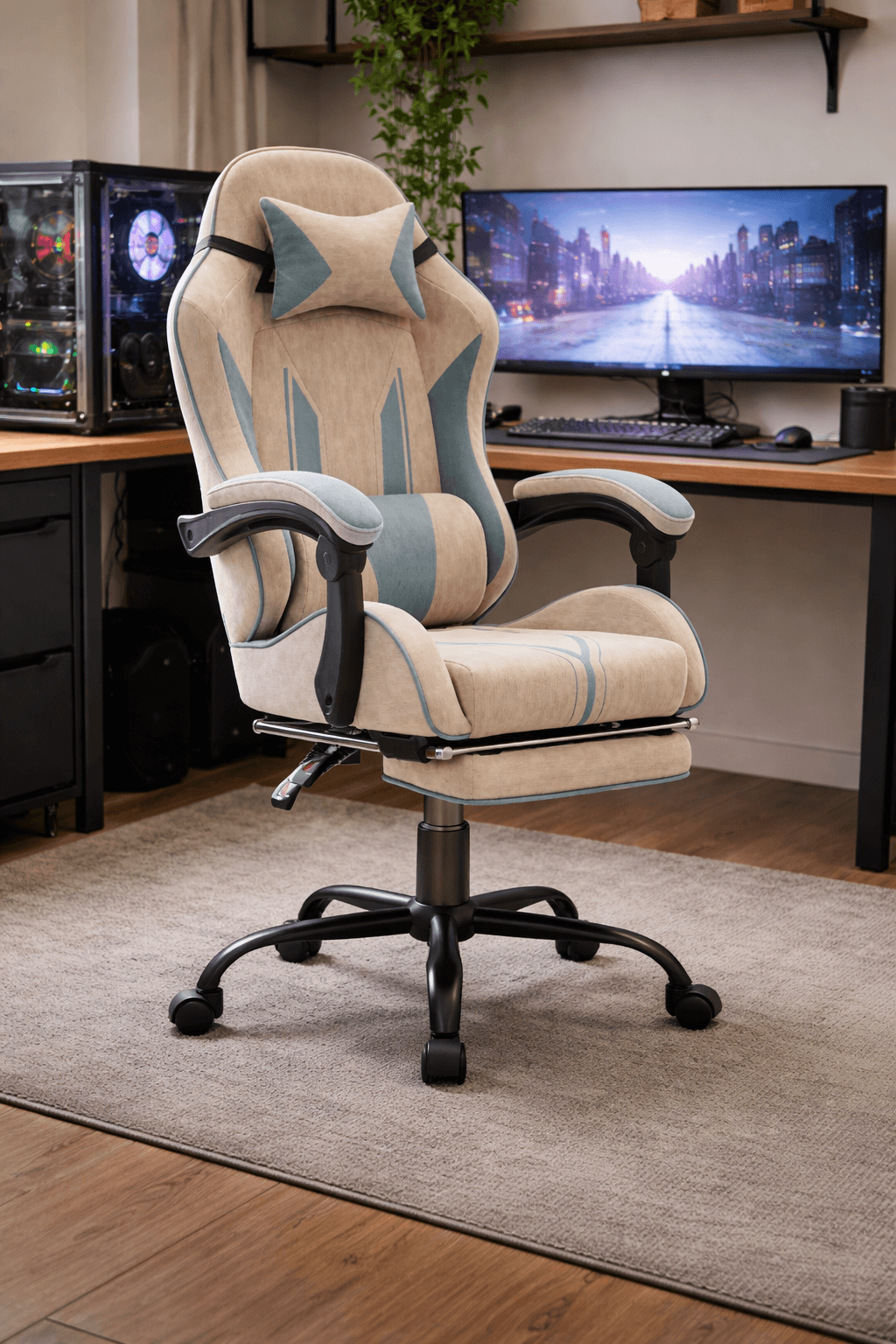 Ergonomisk Gaming Kontorsstol med Fotstöd